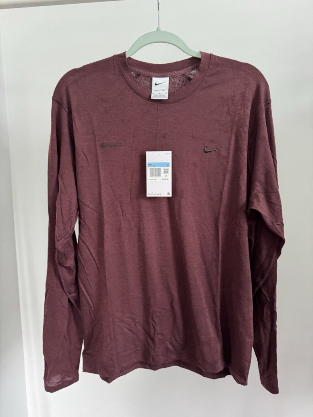 Nike APS Training Shirt Men's Medium Maroon Dri-FIT ADV Long Sleeve NWT $100